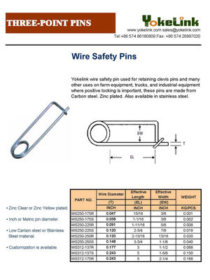 Spring Wire Coiled Tension Safety Pin, Diaper Pin Zinc Finish Safety Pin Wire
