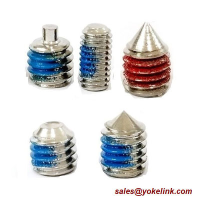 ASME B18.3, DIN 914 Brass Socket Set screws with Cone Point, Nylok patch