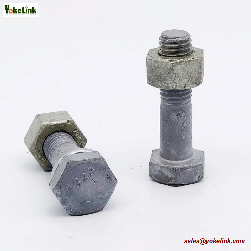 3/4" ASTM F3125 Grade A325 Hot Dipped Galvanized Steel Structural Bolt w/A563 DH Nut & F436 Washer