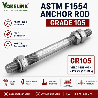 Varillas de anclaje ASTM F1554 Grado 55 de 3/4''-2 para cimentaciones de postes de servicios públicos